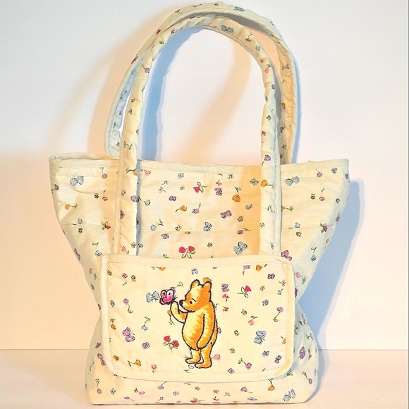 Disney Handbags - RARE VTG '96 Classic Pooh & Butterfly Embroidered Quilted Tote Multicolor Floral